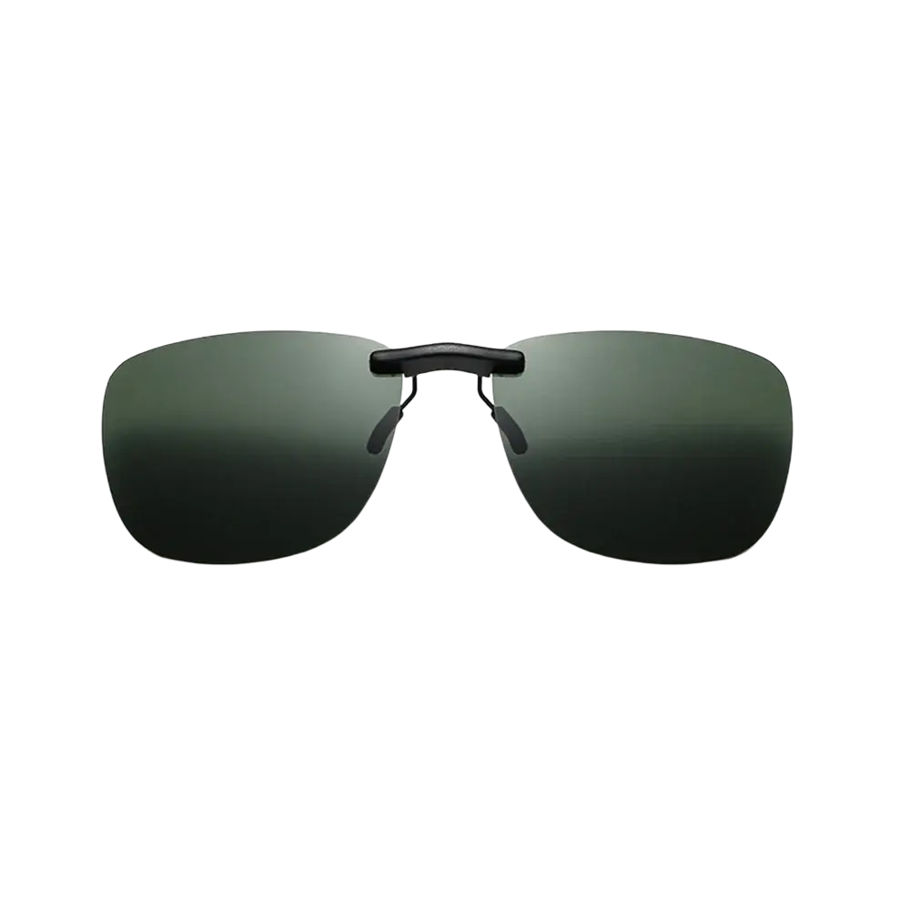 Black polarized clip-on sunglasses with sleek modern design for enhanced night vision and eye protection