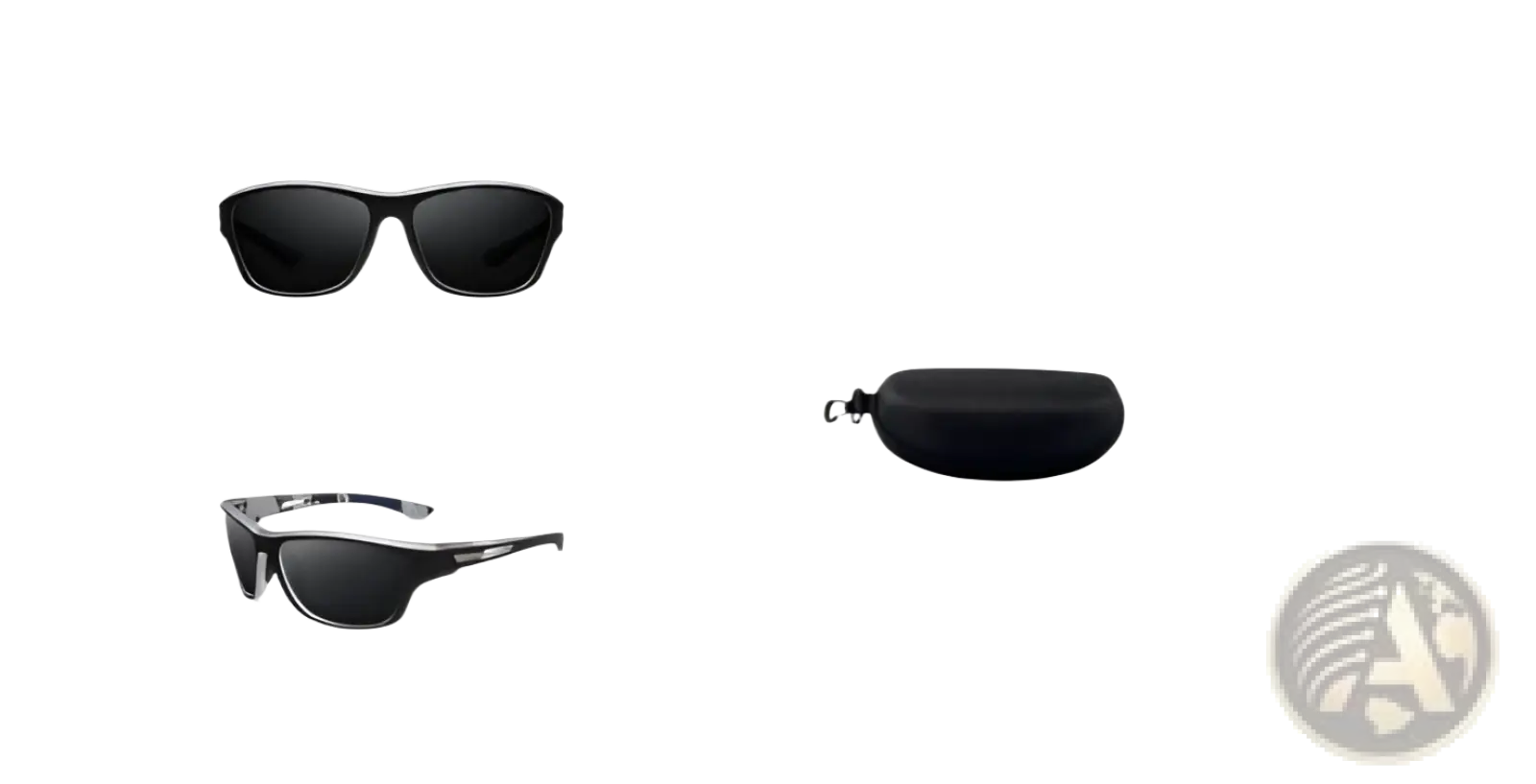 Black c5 polarized oval men’s sport sunglasses with dark lenses and a sleek camouflage mirrored frame design