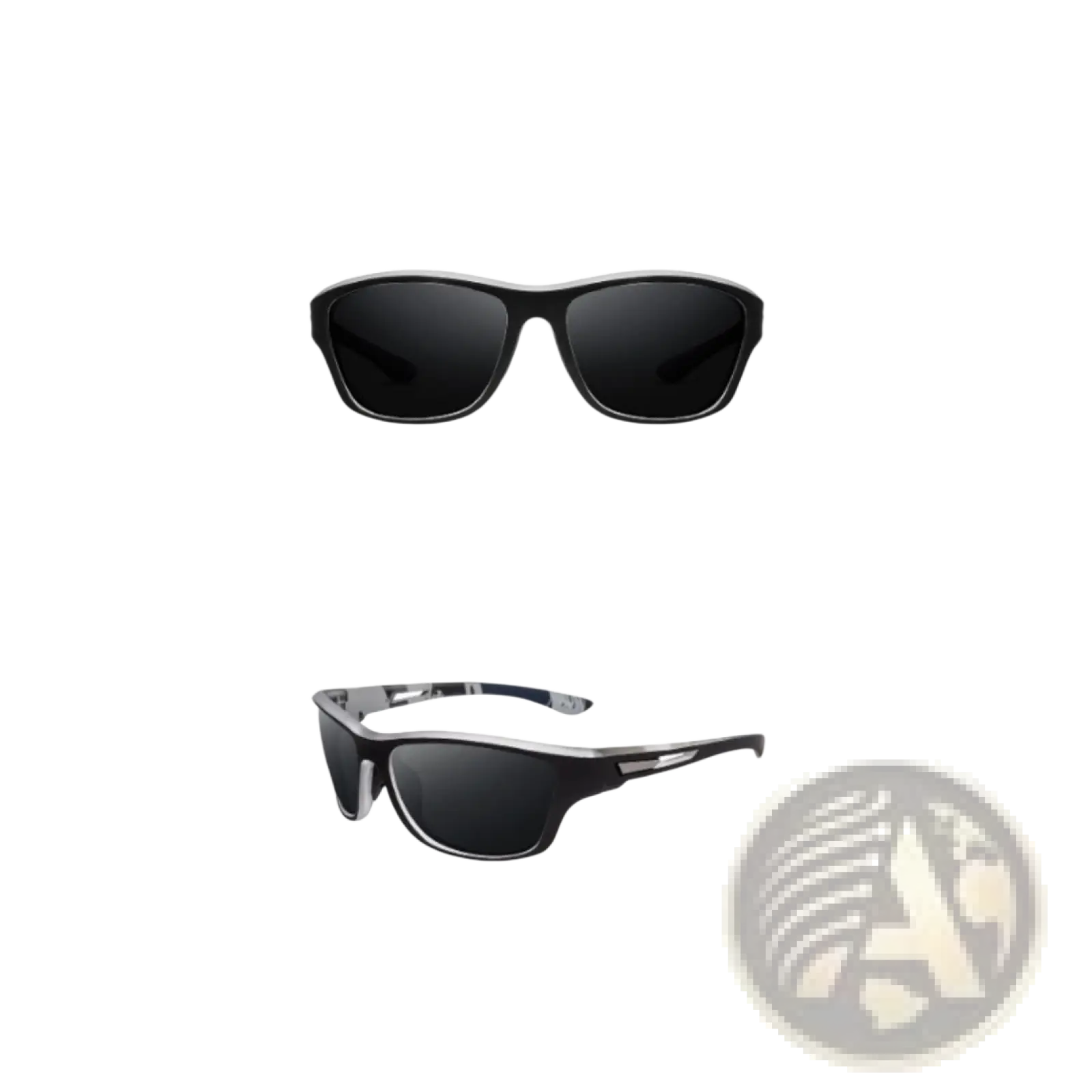 Black and silver c5 sport sunglasses with polarized dark lenses for men’s outdoor activities and mirrored camouflage design
