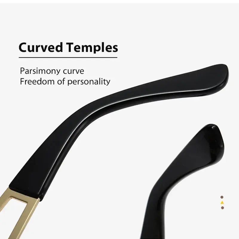 Black curved temple arms with glossy finish and gold-tone metal bridge of polarized oversized metal sunglasses for adults