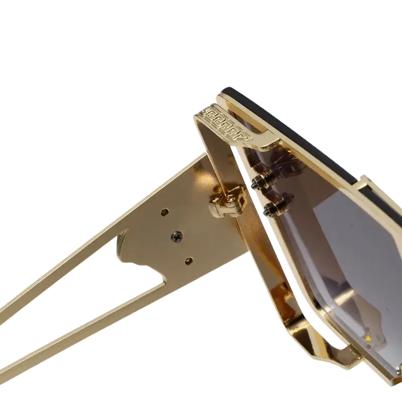 Polarized oversized metal sunglasses for adults with gold-toned frame strong hinge and durable construction