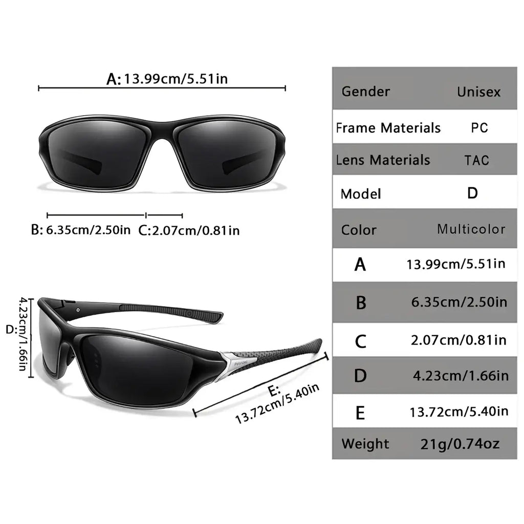 Black-framed polarized sports cycling sunglasses with dark lenses and textured temple design for outdoor use