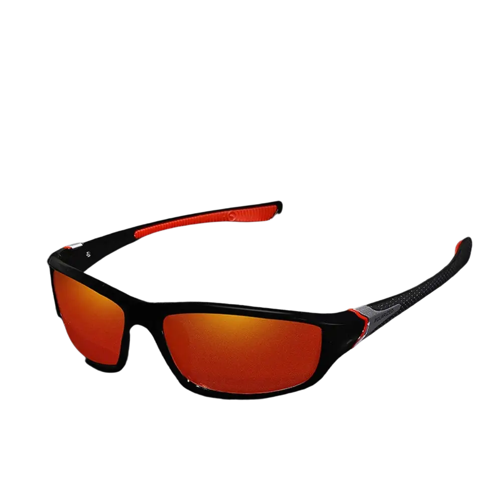 Black and red hd polarized men’s sports cycling sunglasses with sleek sporty design and durable frame