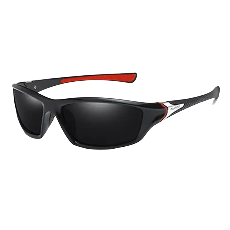 Polarized sports cycling sunglasses featuring black and red sleek durable frame design for enhanced performance