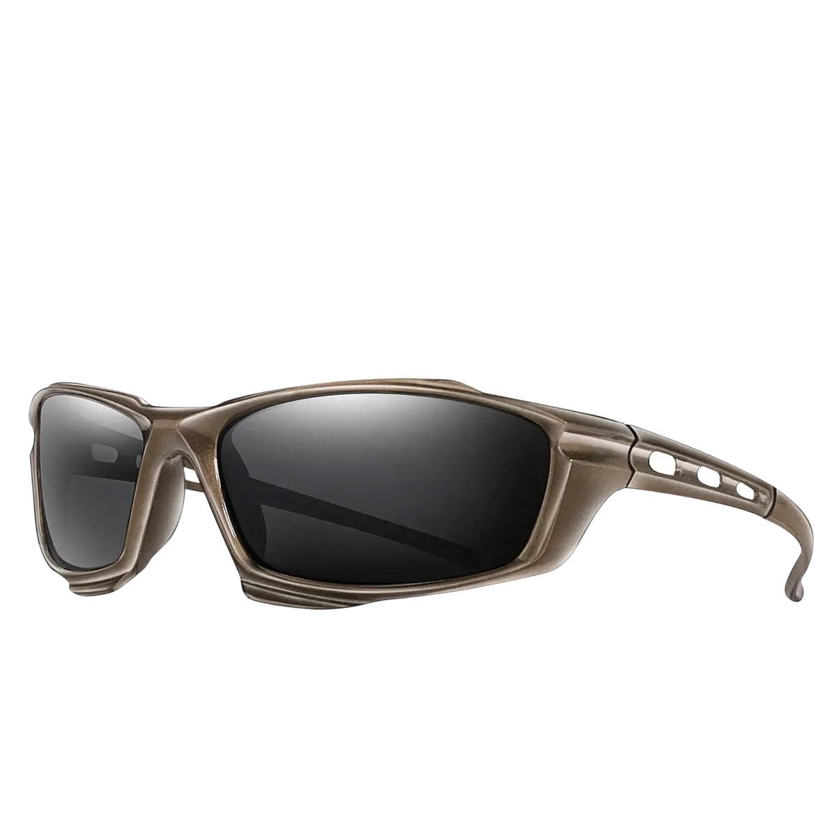 Brown-framed smith optics polarized sports cycling sunglasses with dark gray mirrored lenses and a sleek sporty design