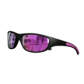 Black and pink polarized sports sunglasses with uv400 protection and reflective purple lenses for outdoor use