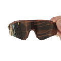 Polarized sports sunglasses for men with brown-tinted reflective lenses and glossy frame for uv protection