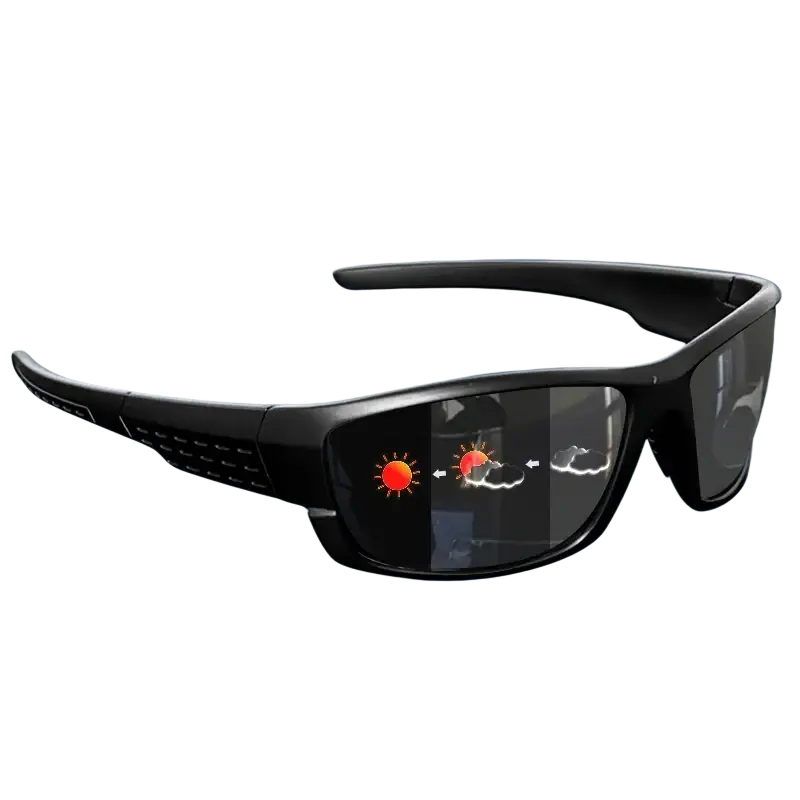 Polarized sports sunglasses UV400 black awgsee design with dark reflective lenses and textured temple arms