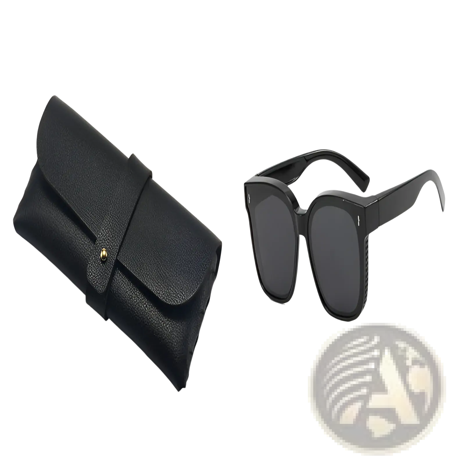 Black square-framed polarized anti glare driving sunglasses with dark lenses and sleek modern design