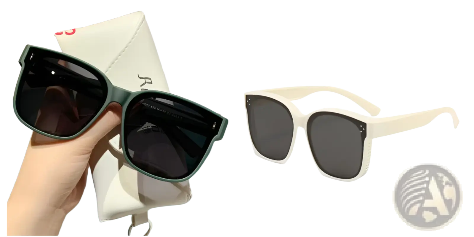 Teal-framed polarized square driving sunglasses with dark gray anti glare lenses and a sleek modern design