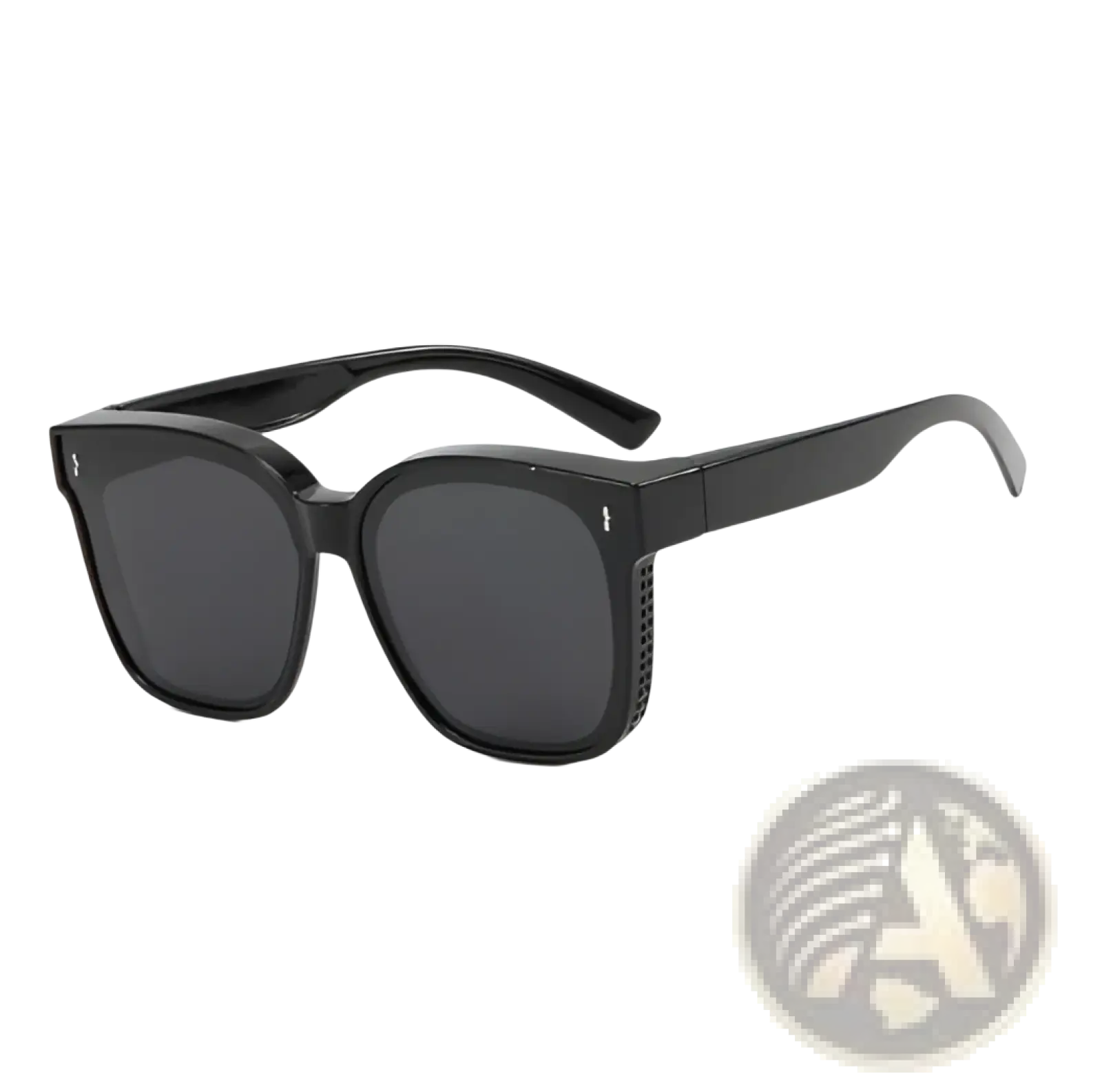 Black square-framed polarized anti glare driving sunglasses with dark gray lenses and a sleek modern design