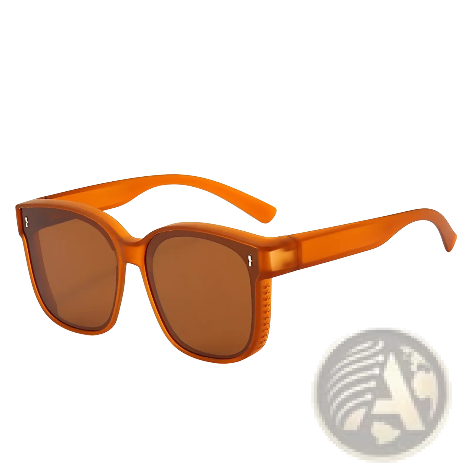 Polarized square anti glare driving sunglasses with orange-tinted frames brown gradient lenses and textured temple arms