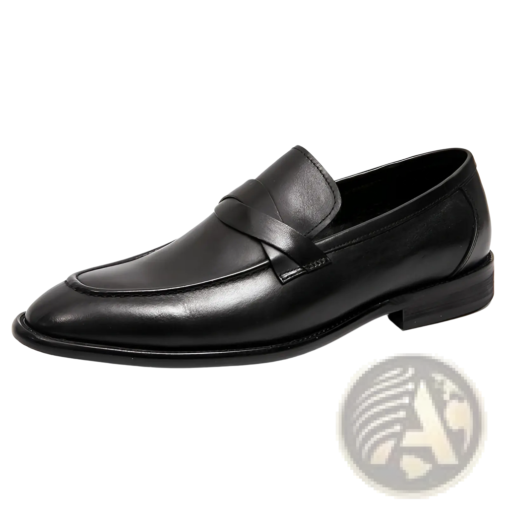 Polished dark brown leather British loafers with a classic slip-on design and a smooth polished finish