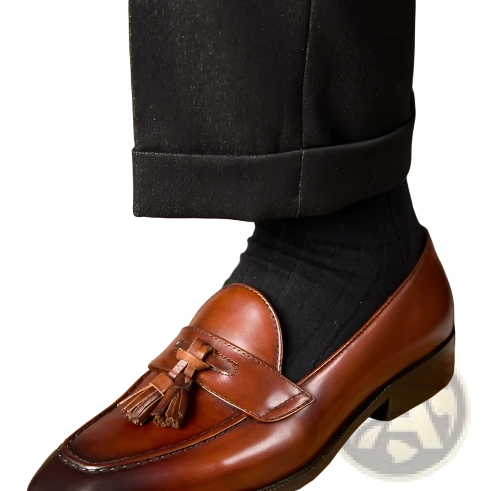 Polished genuine brown leather tassel loafers with a classic design and sleek finish for formal wear