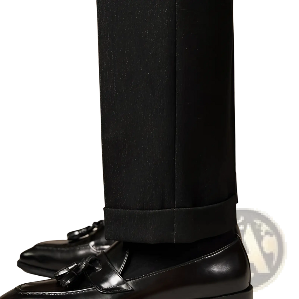 Black leather tassel loafers with polished genuine leather finish for formal and casual wear