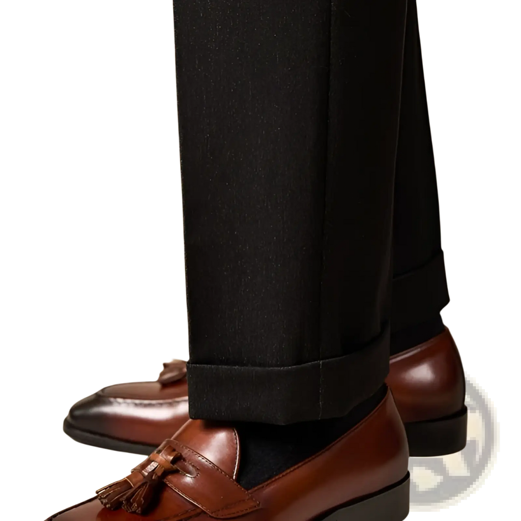Brown leather tassel loafer with polished finish and classic design in genuine leather for formal wear