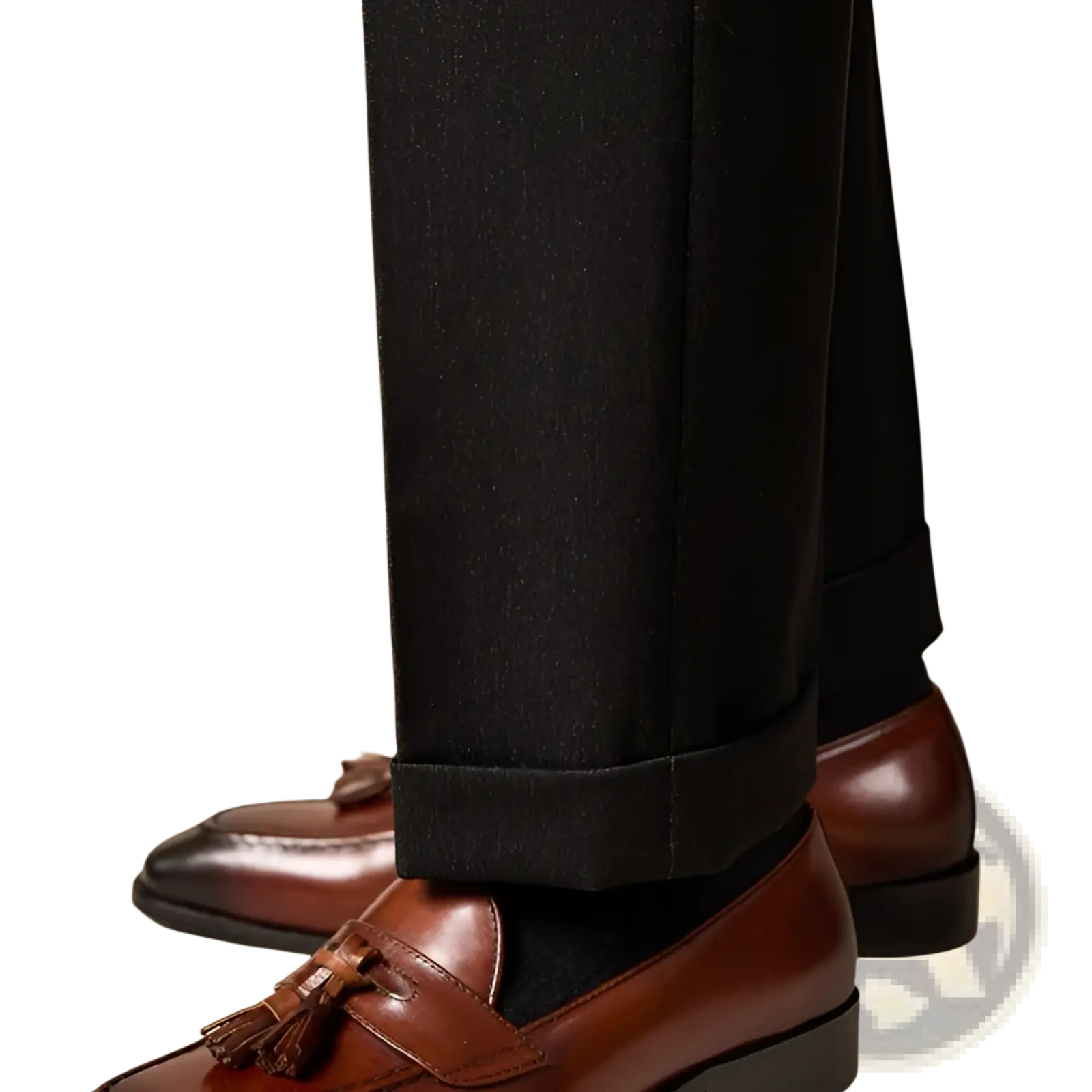 Brown leather tassel loafer with polished finish and classic design in genuine leather for formal wear