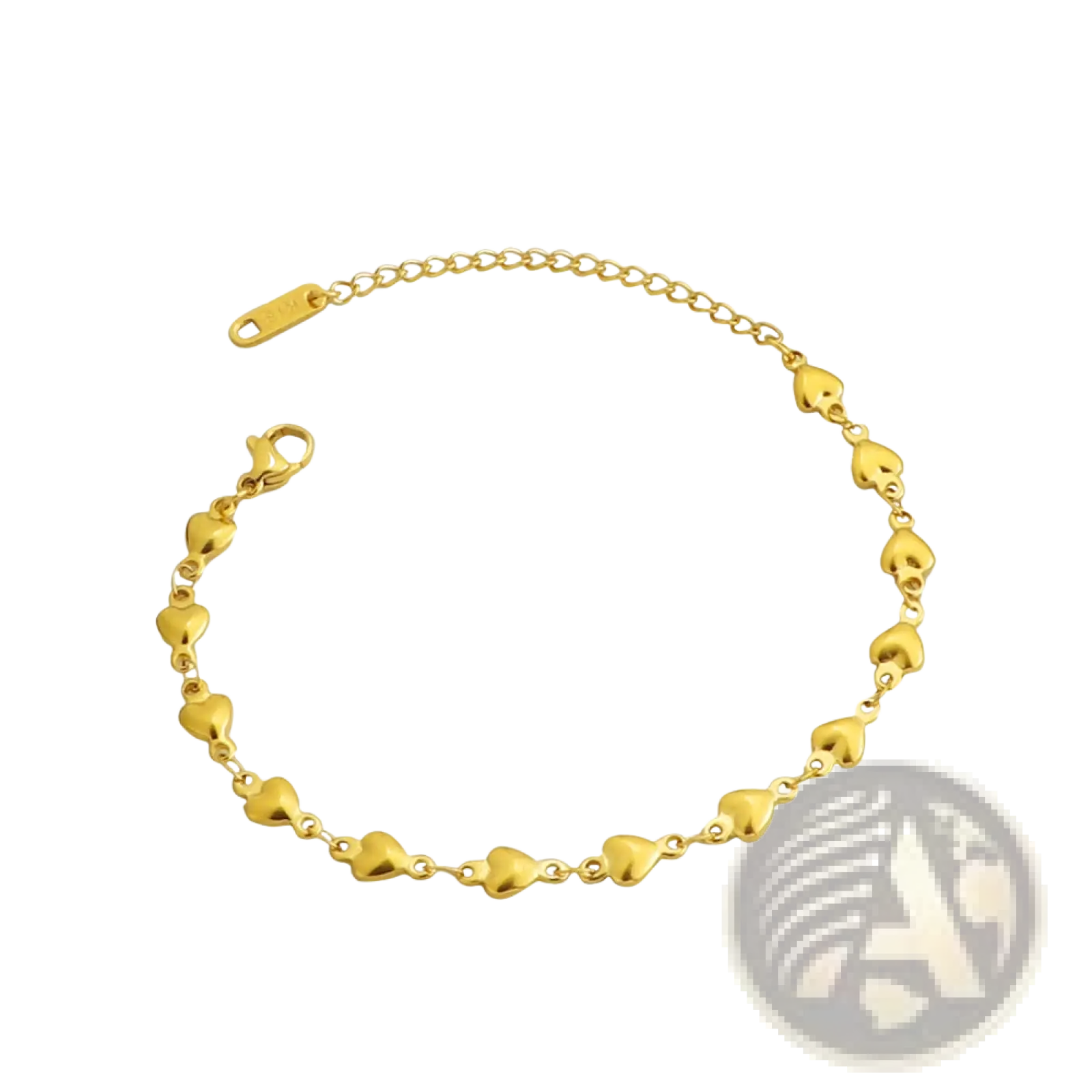 Polished gold heart link bracelet in titanium steel featuring a gold-toned secure clasp and elegant design