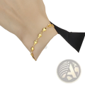 Polished gold heart link bracelet in titanium steel featuring small polished heart-shaped links connected by fine chains