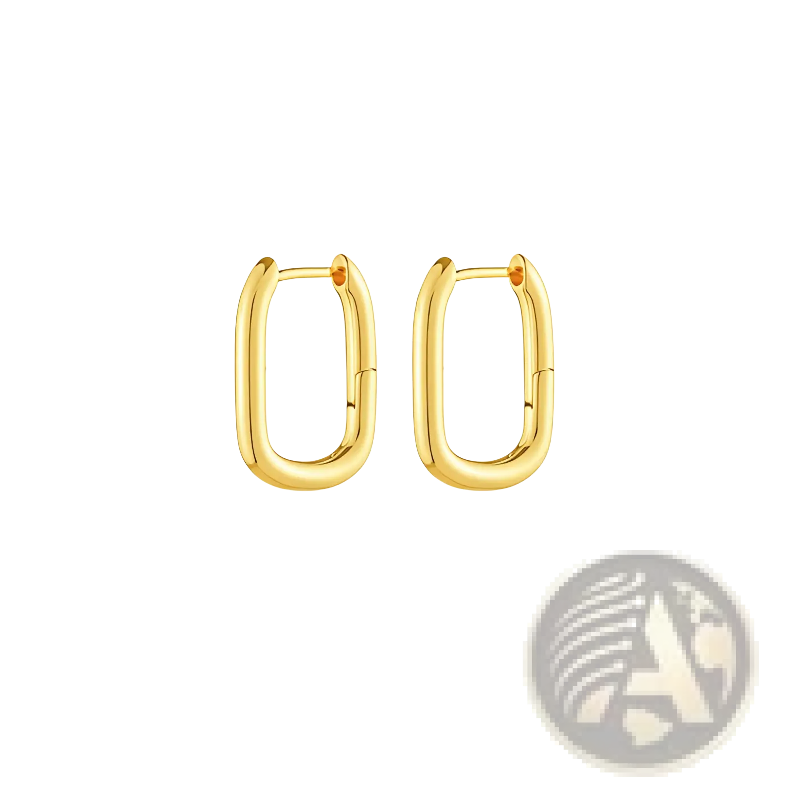 Polished gold twisted rope hoop earrings featuring a sleek minimalist rectangular gold-colored design