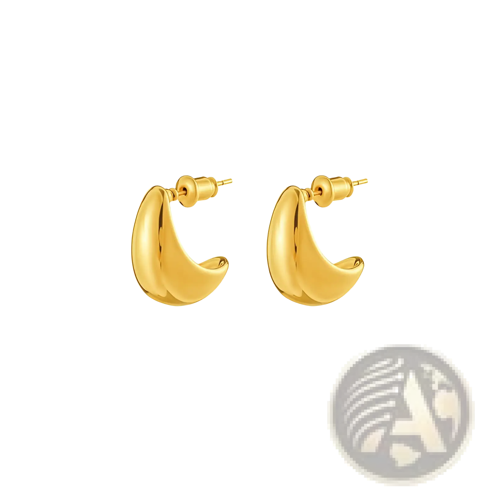 Polished gold twisted rope hoop earrings in gold-toned minimalist crescent shape with smooth polished finish