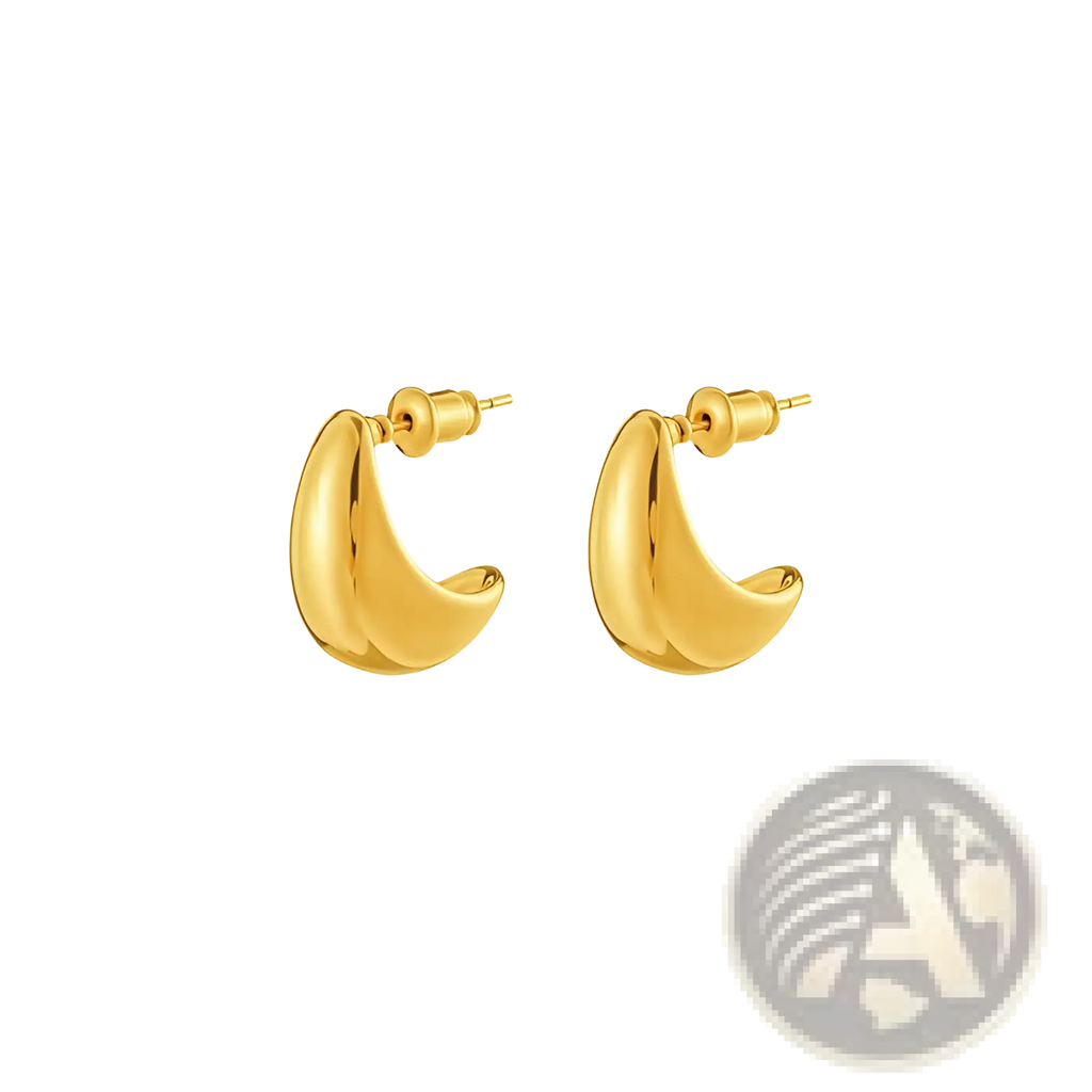 Polished gold twisted rope hoop earrings featuring gold-toned minimalist crescent-shaped hoops with a smooth finish