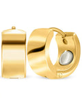 Polished gold magnetic rectangular hoop earrings with a sleek metallic finish and small circular closure