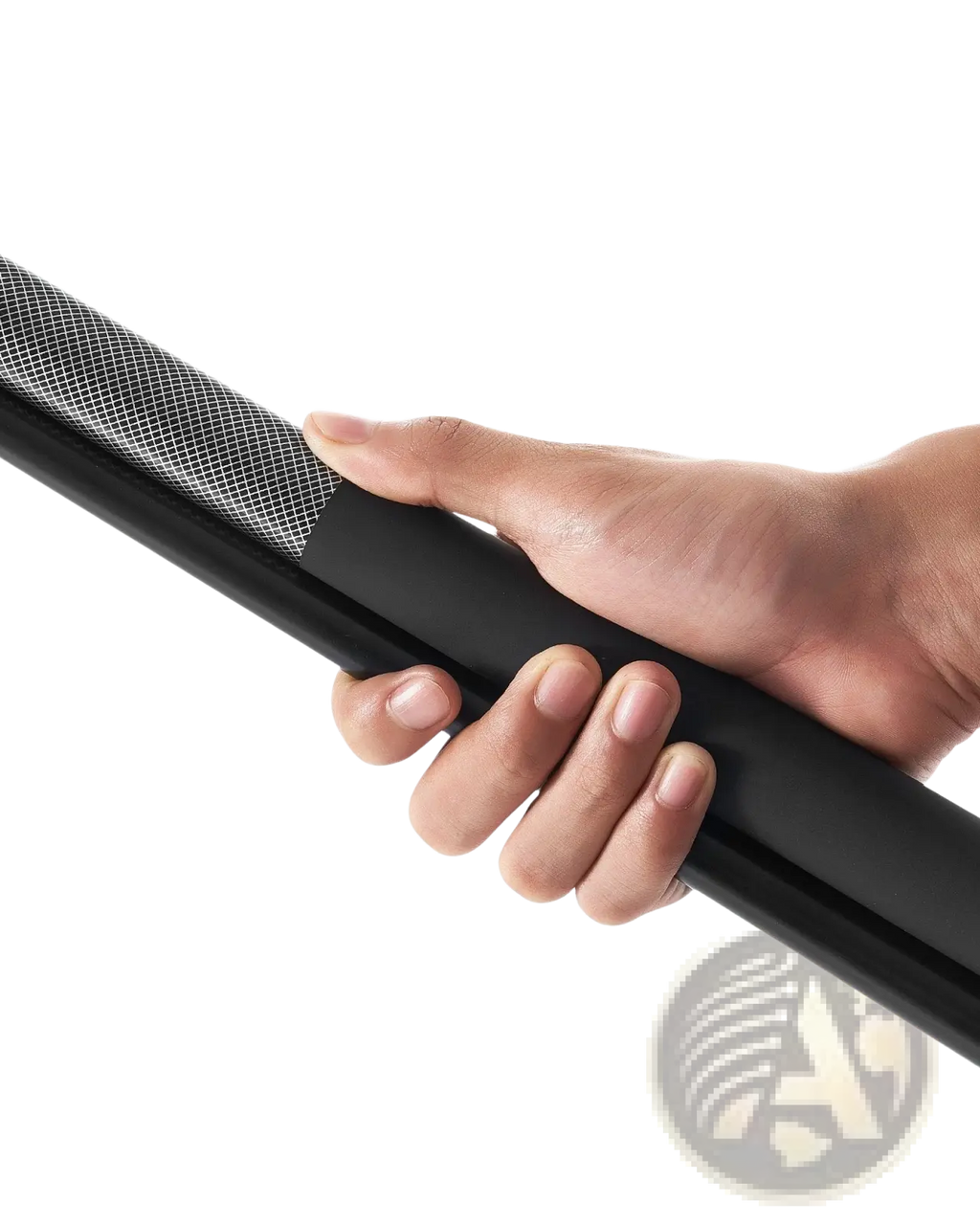Black two-piece pool cue with textured grip made of fiberglass titanium composite for precise gameplay