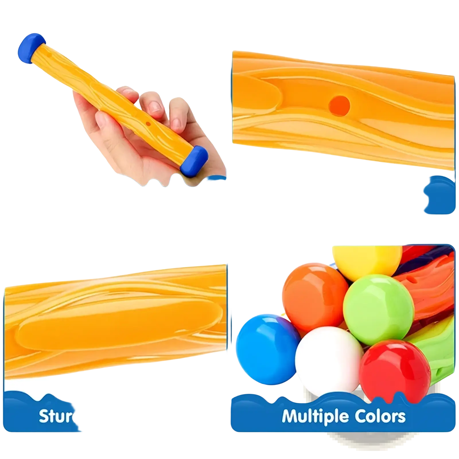 Bright orange plastic water gun with blue caps and hollow easy grip design from pool dive toys training accessories set