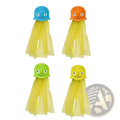 Set of four colorful plastic octopus-shaped pool dive toys with yellow mesh tails for training accessories