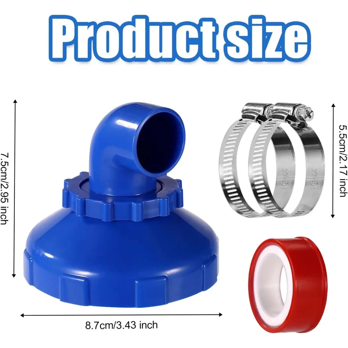 Blue plastic 90-degree pipe elbow fitting with flanged base and ridged edges for pool jet nozzle 360 rotating water flow adapter