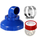Blue plastic 90-degree elbow fitting with ribbed base and threaded collar for pool jet nozzle 360 rotating adapter