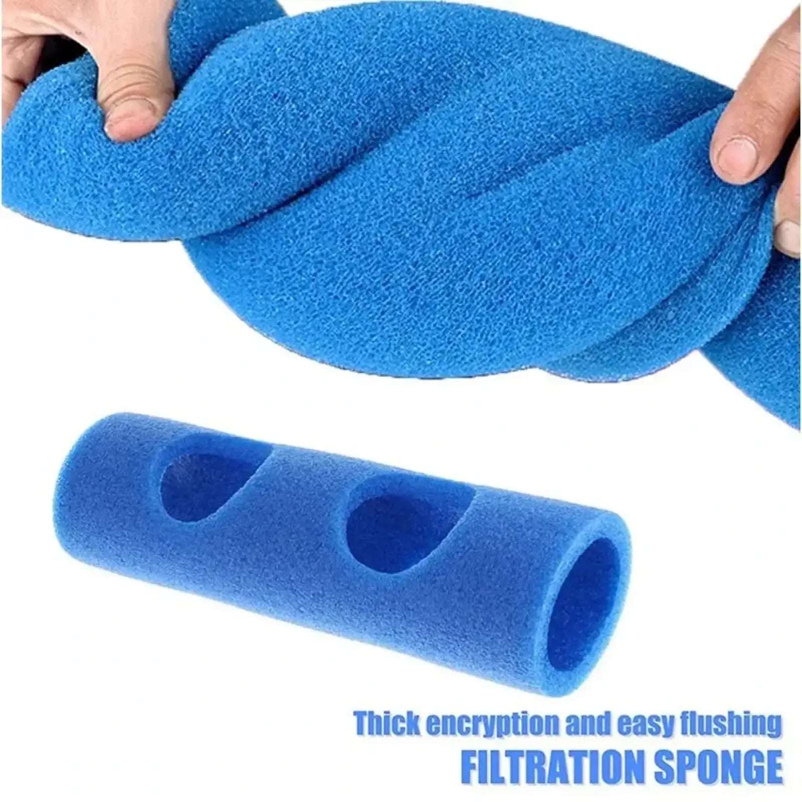 Blue cylindrical pool noodle connector training aid float holder made of thick foam with three circular openings