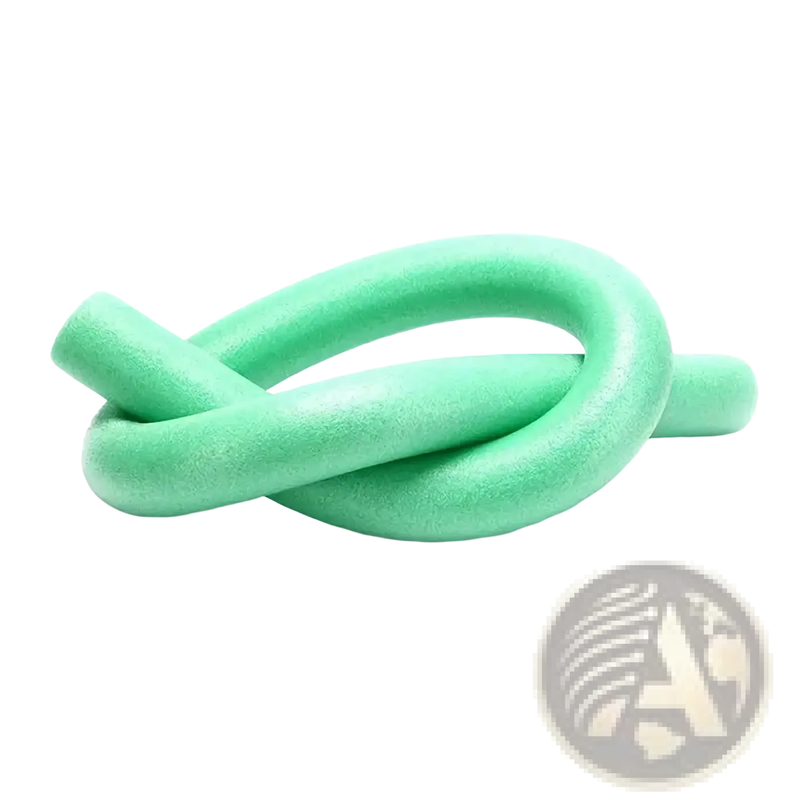 A mint green foam noodle pool float aid with textured surface and knotted design for swimming kids