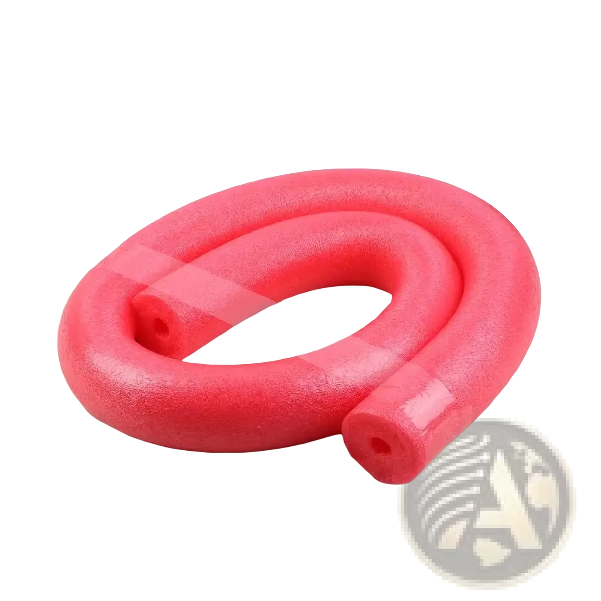 Bright pink foam pool noodle float aid with hollow center and smooth textured surface for swimming kids