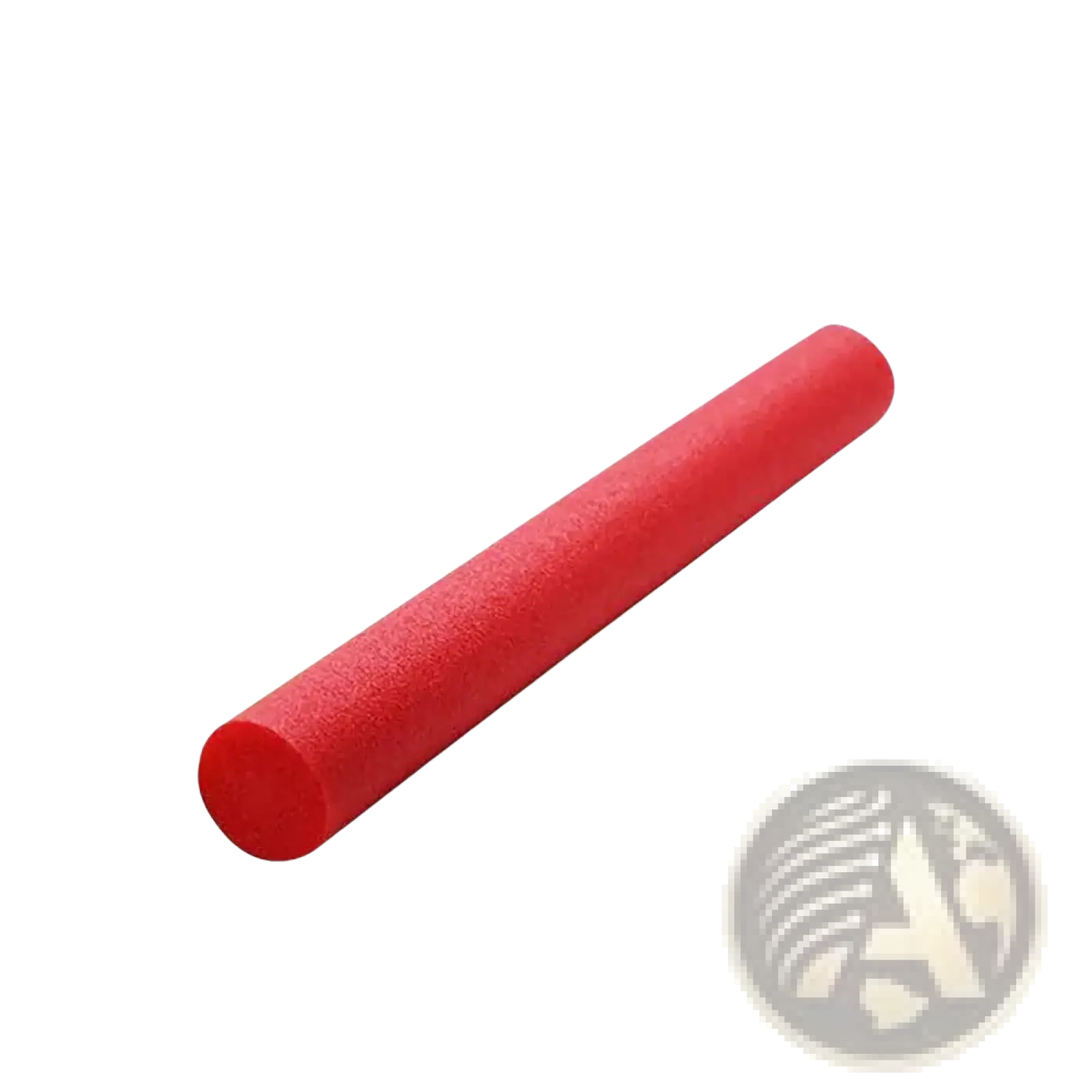 Red cylindrical foam pool noodle buoyancy stick designed as a floating aid for swimming and water activities