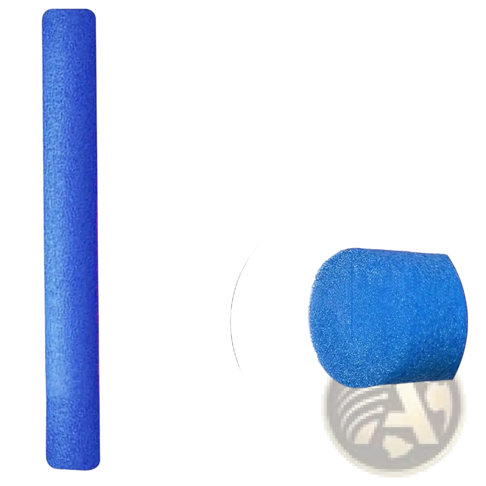 A vibrant blue textured foam pool noodle measuring 150cm by 6.5cm used as a floating aid buoyancy stick