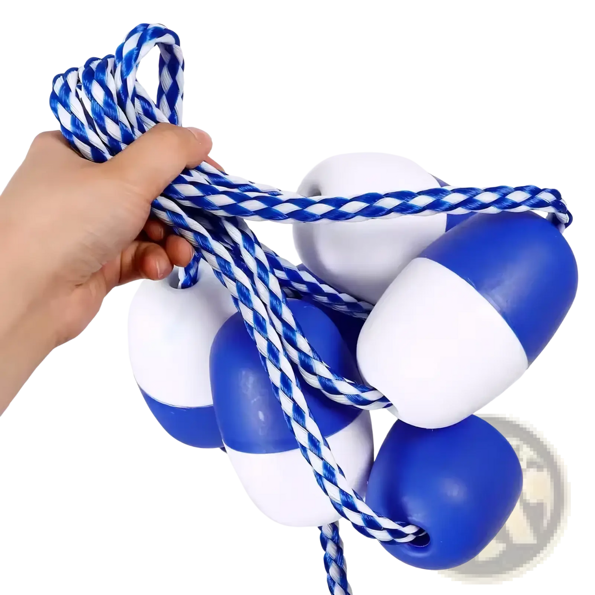 Blue and white buoyancy aids with braided rope for pool safety divider line 5m lane marker floats