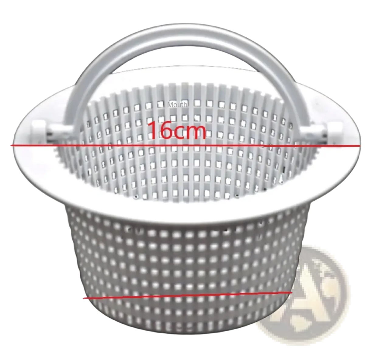 Silver metal pool skimmer filter basket drainage assembly with handle and perforated design for efficient filtration