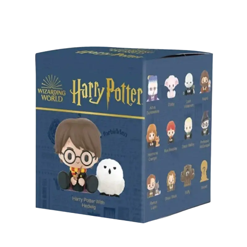 Blue pop mart harry potter blind box featuring chibi harry with owl hedwig collectible actual product figure