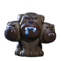 Brown three-headed dog blind box figurine with blue drool and white fangs from pop mart harry potter actual product