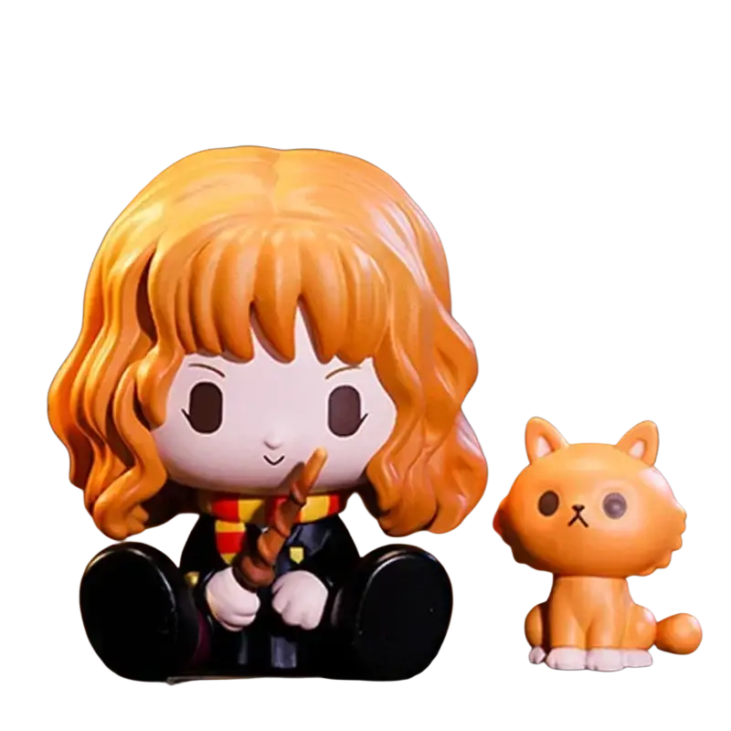 Chibi-style hermione granger figurine with curly orange hair in pop mart harry potter blind box actual product