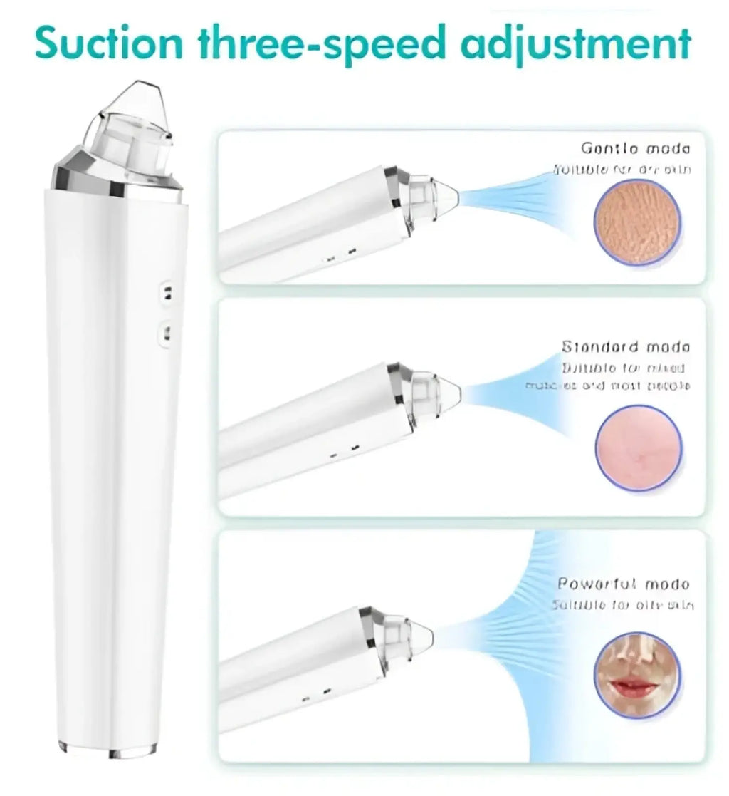 White pore cleaner electric facial suction device with three speed settings for different skin types
