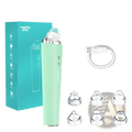 Mint green pore cleaner electric facial suction device with clear plastic attachments and silver metallic top with 3 speeds