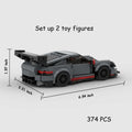 Gray and red lego technic Porsche 911 GT3 RS sports car model with black wheels 374pcs building blocks toy