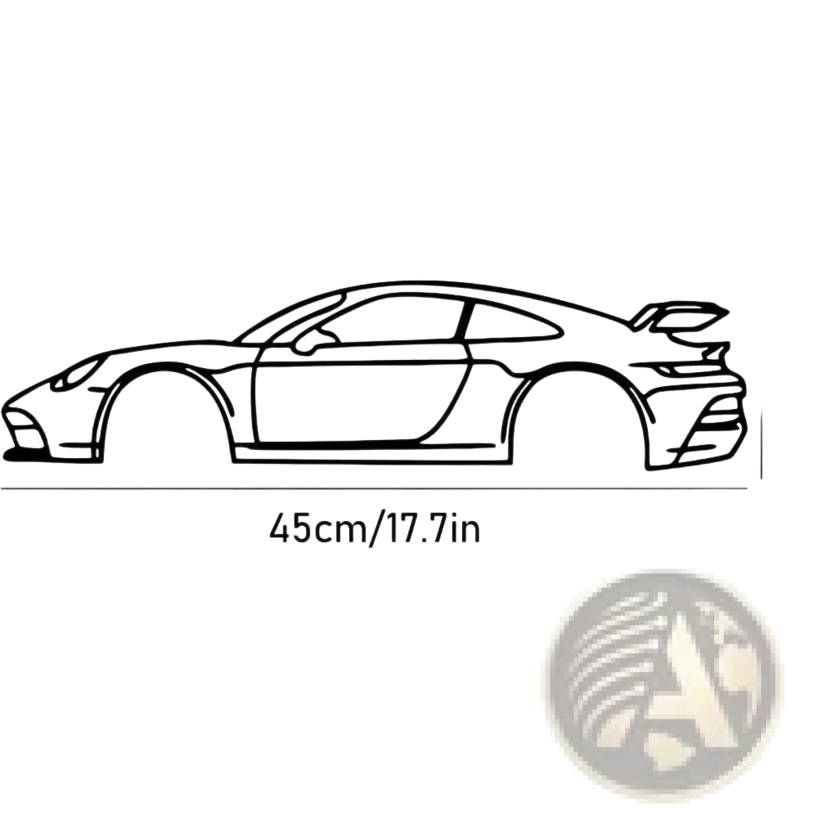 Black line art sticker of a porsche 911 sports car featured on porsche 911 metal wall art retro car silhouette