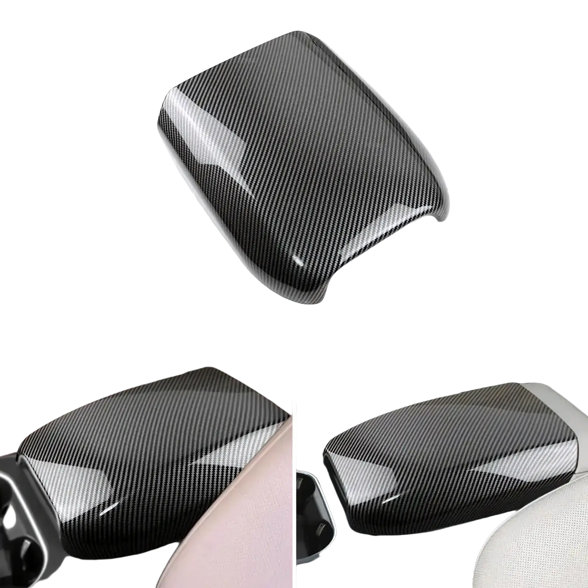 Black carbon fiber textured center console cover for porsche cayenne 2018-2026 car interiors