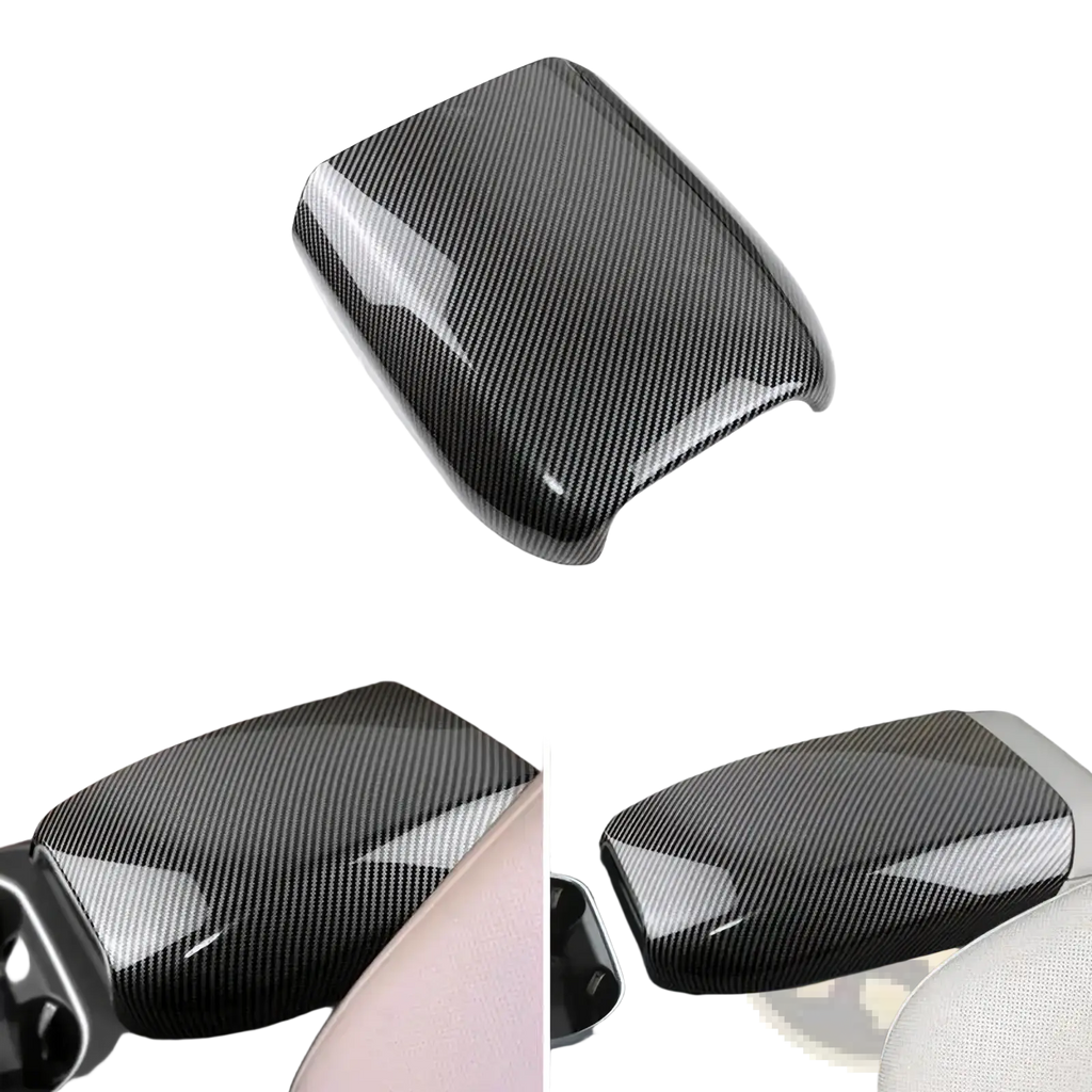 Black carbon fiber textured center console cover for porsche cayenne 2018-2026 car interiors