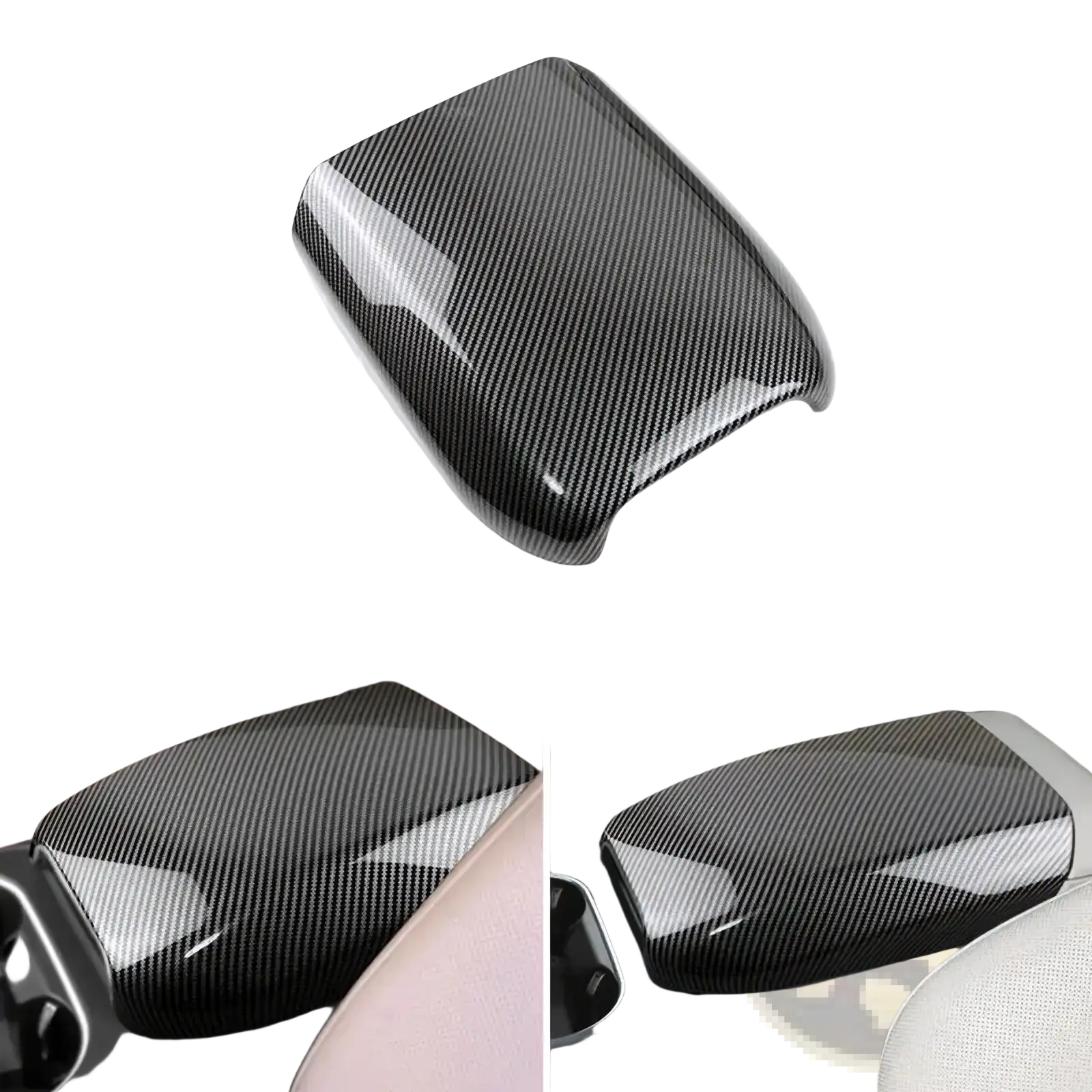 Black carbon fiber textured center console cover for porsche cayenne 2018-2026 car interiors