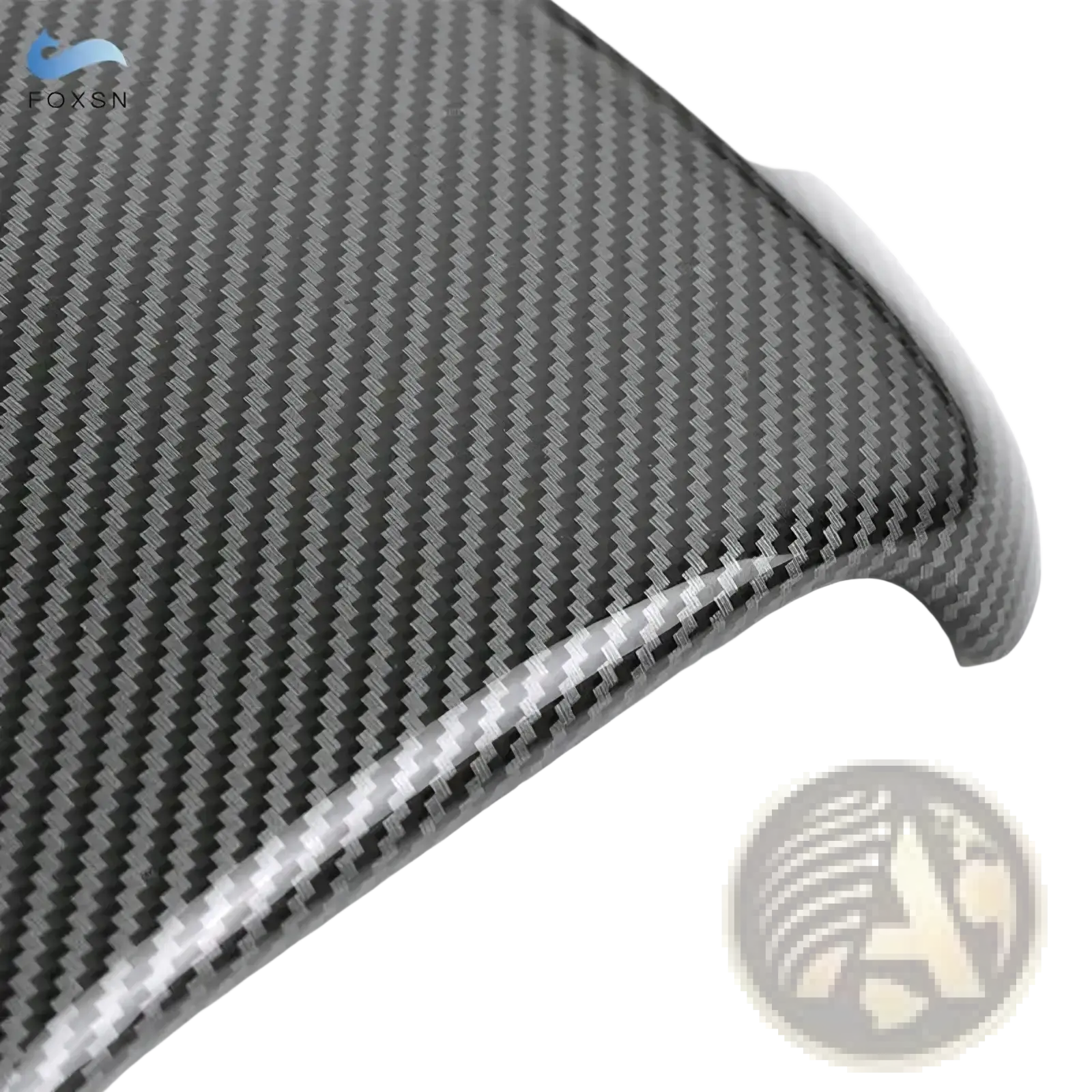 Porsche cayenne carbon console cover 2018-2026 with sleek glossy black carbon fiber diagonal weave pattern